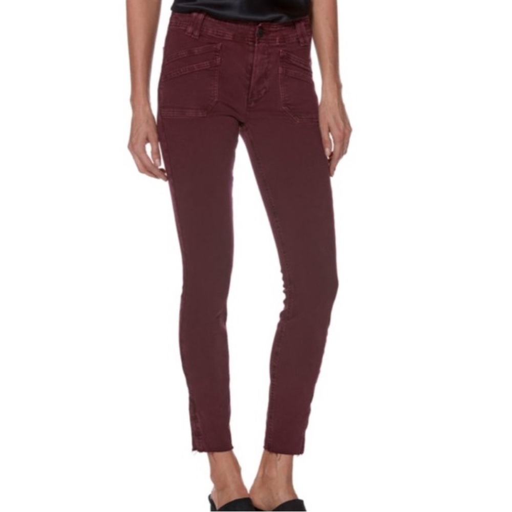 Paige Hoxton Burgundy Utility High Waist Ankle Zipper Skinny Jeans 23